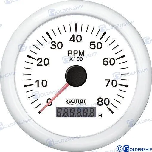 TACHOMETER 1.0/10.0 - 0/8000 RPM WHITE