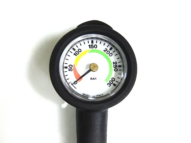 Diluent Pressure Gauge; Black text, white background, hose L 580