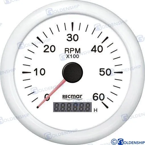 TACHOMETER 1.0/10.0 - 0/6000 RPM WHITE