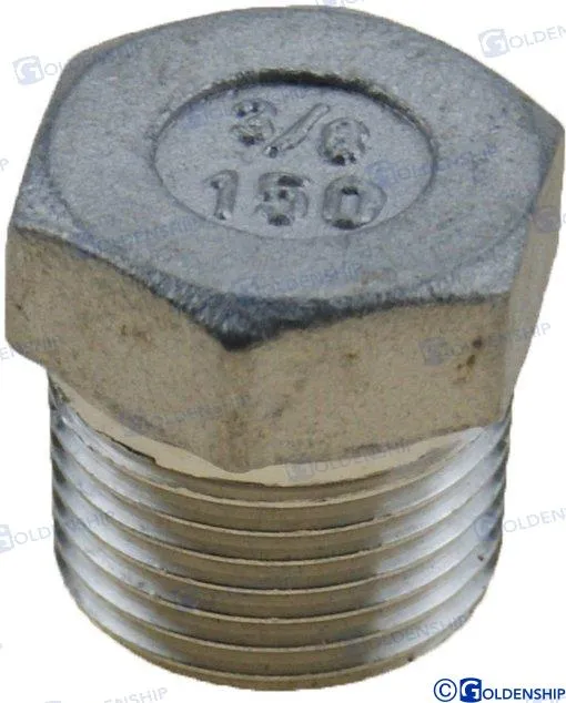 HEX HEAD PLUG  AISI 316  3/8