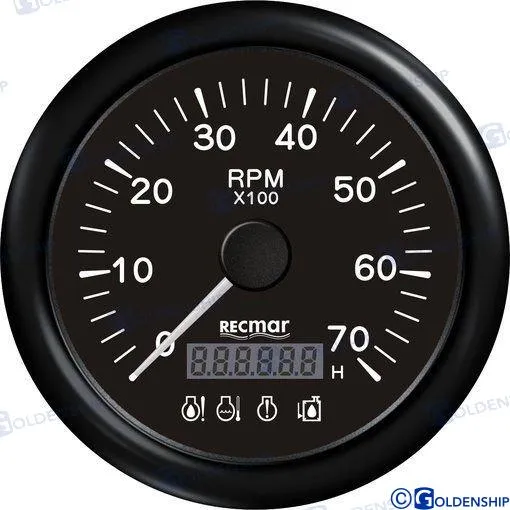 TACHOMETER W/4 LED ALARM 0/7000RPM BLACK