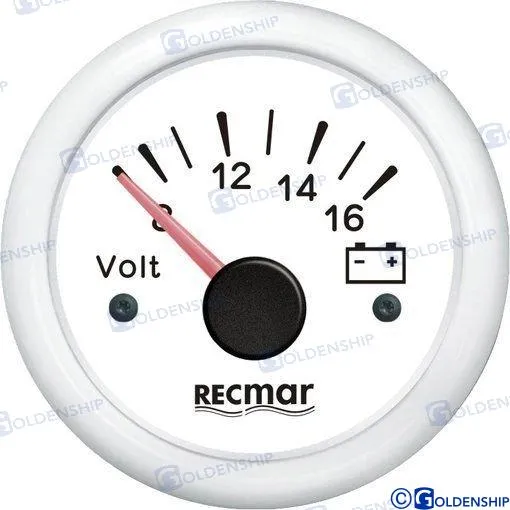 VOLTMETER 8-16V WHITE