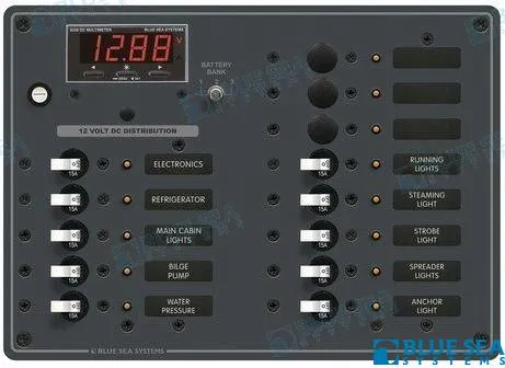 PANEL DC 13 POS ROCKER BREAKER W/D METER