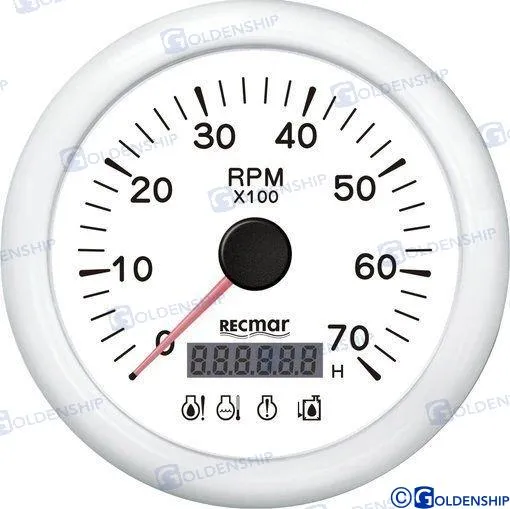 TACHOMETER W/4 LED ALARM 0/7000RPM WHITE