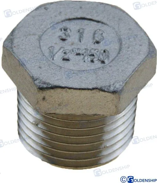 HEX HEAD PLUG  AISI 316  1/2